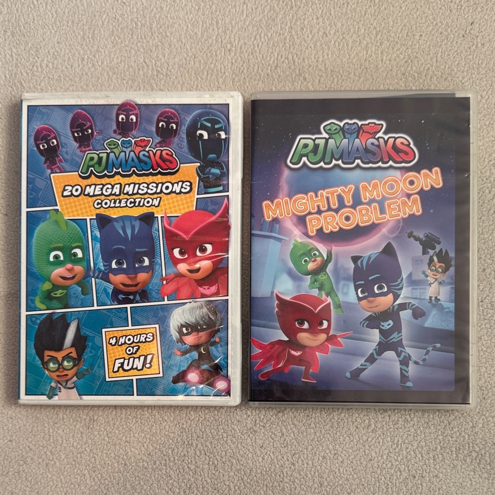 PJ Masks DVD Set featuring '20 Mega Missions Collection' and Mighty Moon ProbleM
